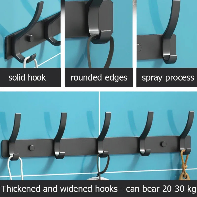 Black white Folding Robe Hooks Towel Hanger Nail Wall Rack Hooks Coat