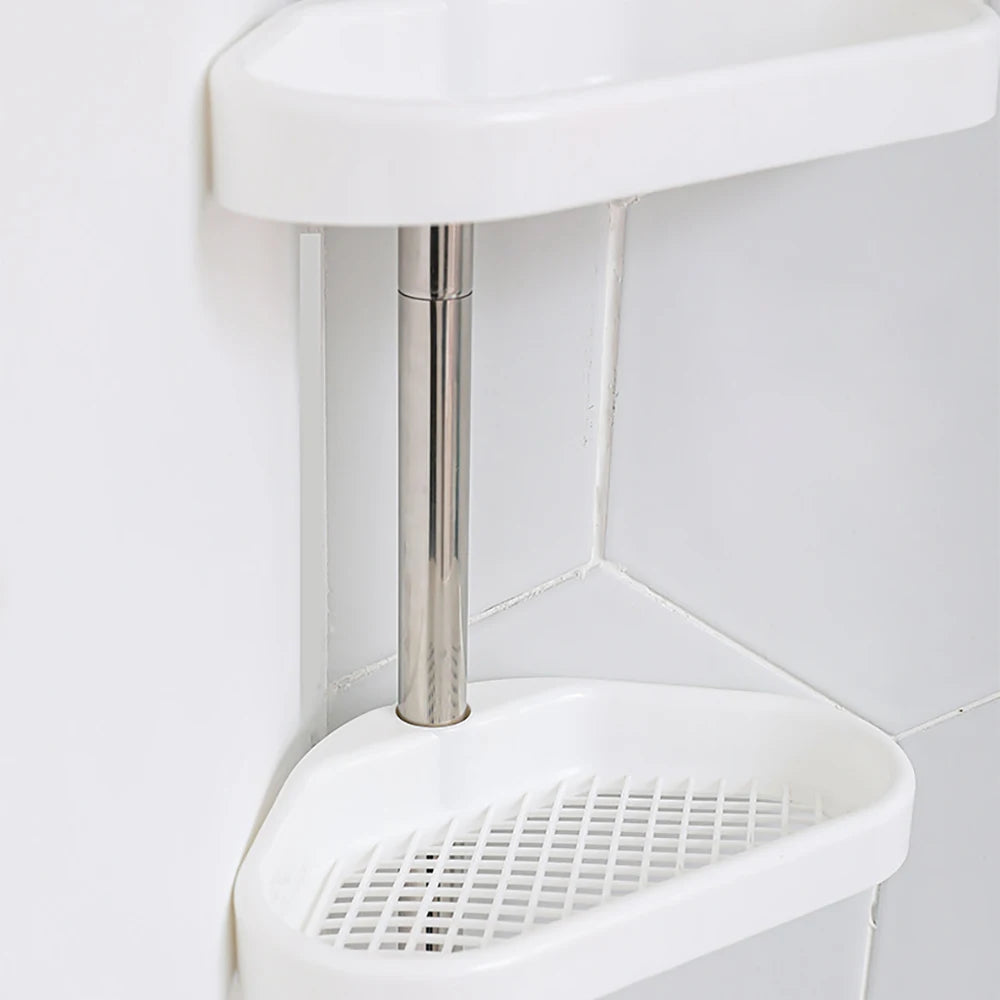 Bathroom Corner Shower Tension Pole Rust Proof Telescopic Rod 4 Tier