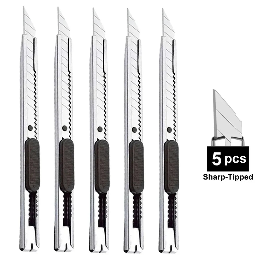 1/5/10Pcs Utility Knife Stainless Steel Paper Cut Box Cutter Tools
