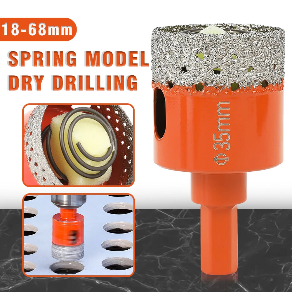 18-68mm Diamond Brazed Core Dry Drill Bit for Porcelain Tiles Marble