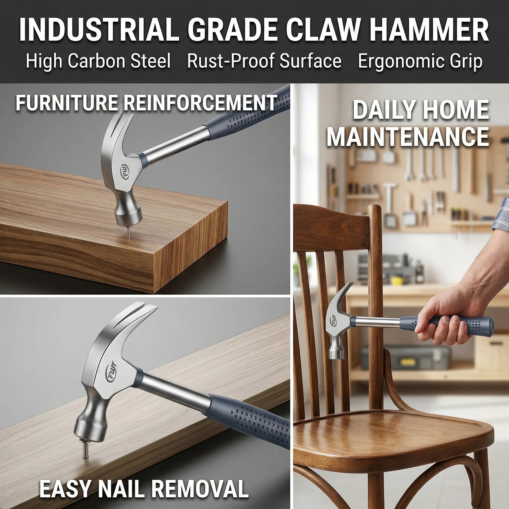 Multifunctional Claw Hammer Ergonomic Handle Heavy Duty Striking Tool