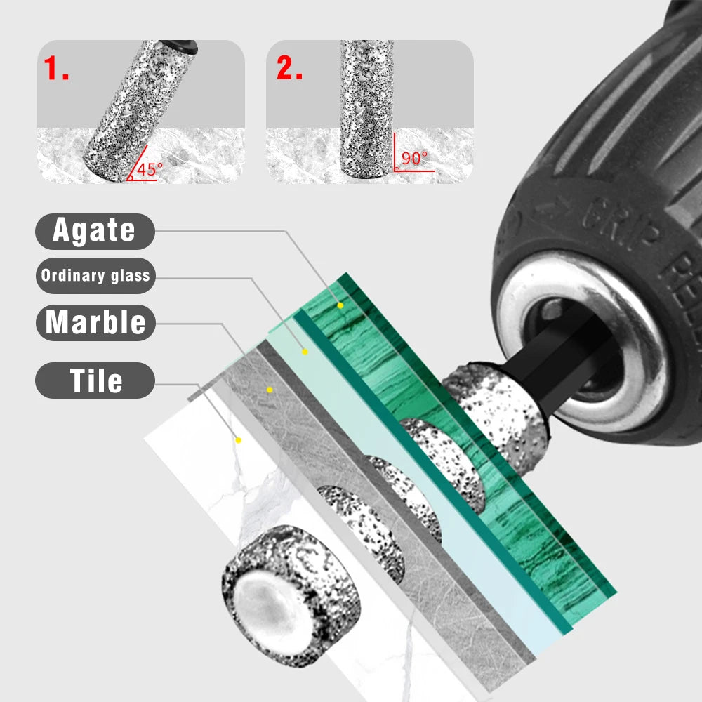 5pcs6-12mmHexagonal Shank Dry Ceramic Tile Diamond Drill Bit Marble