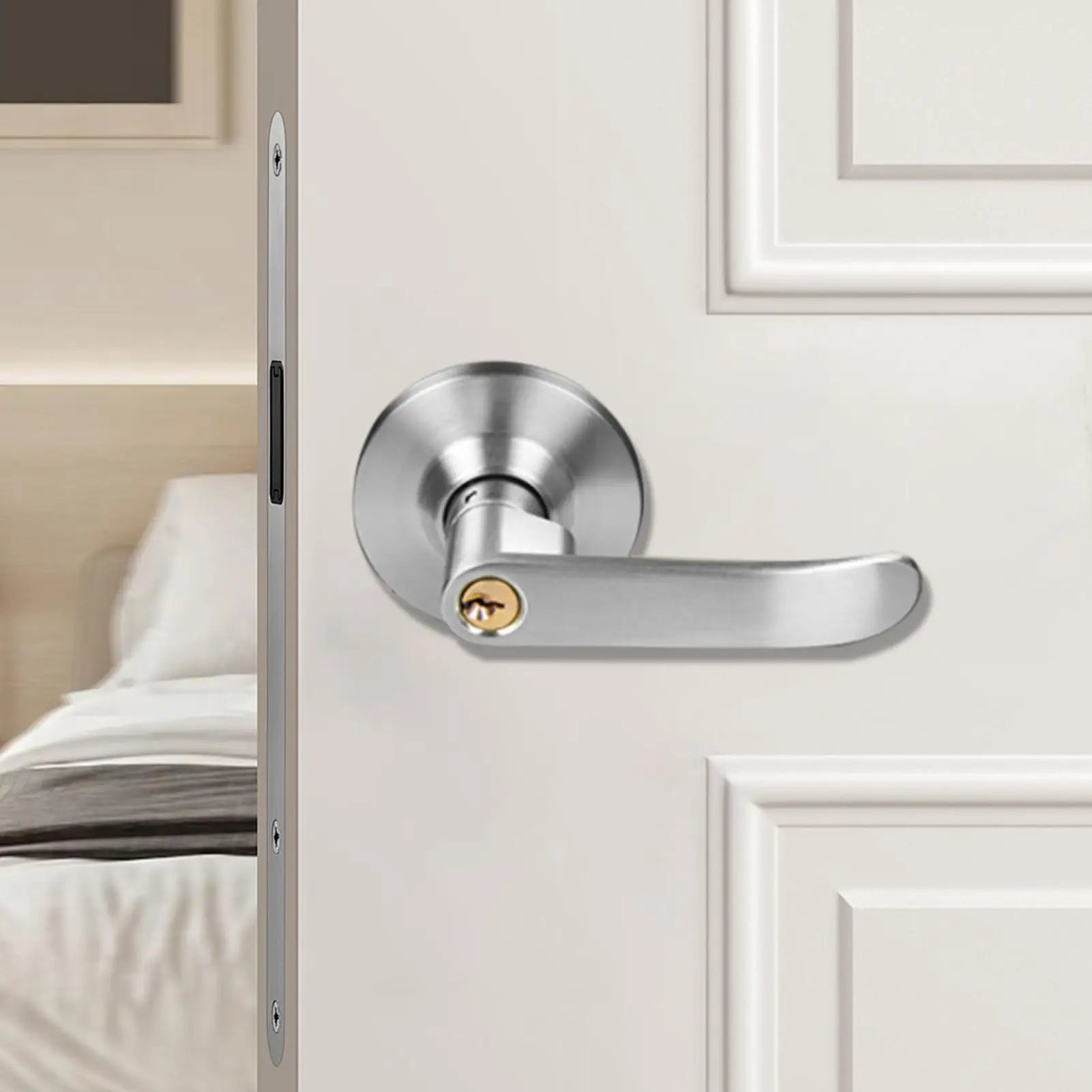 Stainless Steel Interior Door Lever Lock Set: Privacy Knob Handle