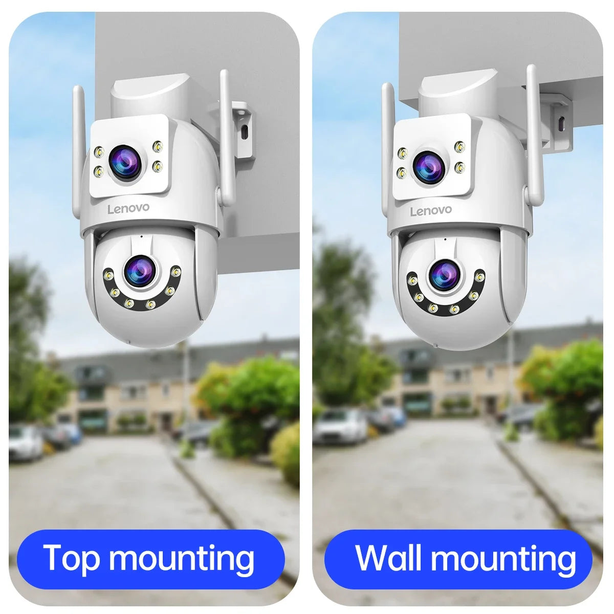 Lenovo 4MP HD Wifi PTZ Camera Outdoor Dual Lens Dual Screen Auto