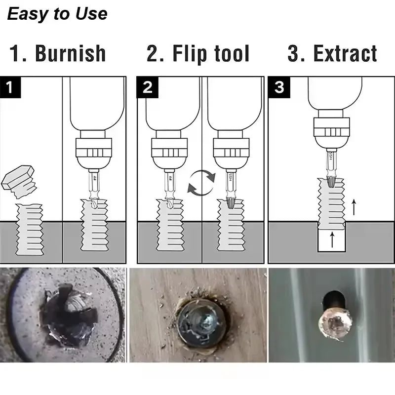 Damaged Broken Screw Extractor Drill Bit Set Stripped Broken Screw