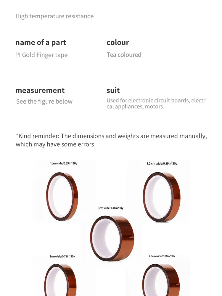 30m Long Gold Finger High Temperature Resistant Tape Polyimide Tape