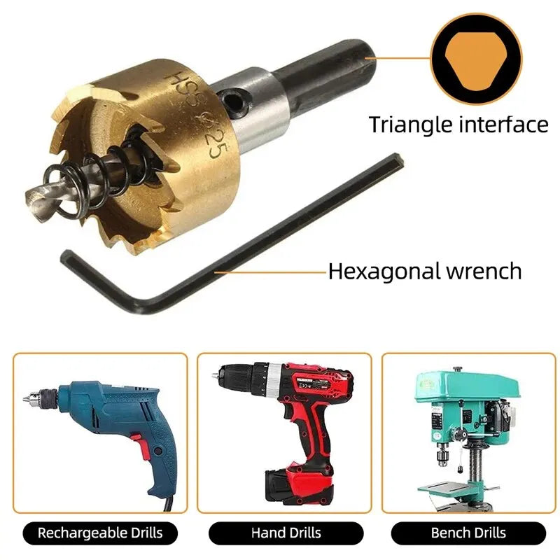 5pc Titanium Plated Serrated Hole Opener Gold Aluminum Plate Iron