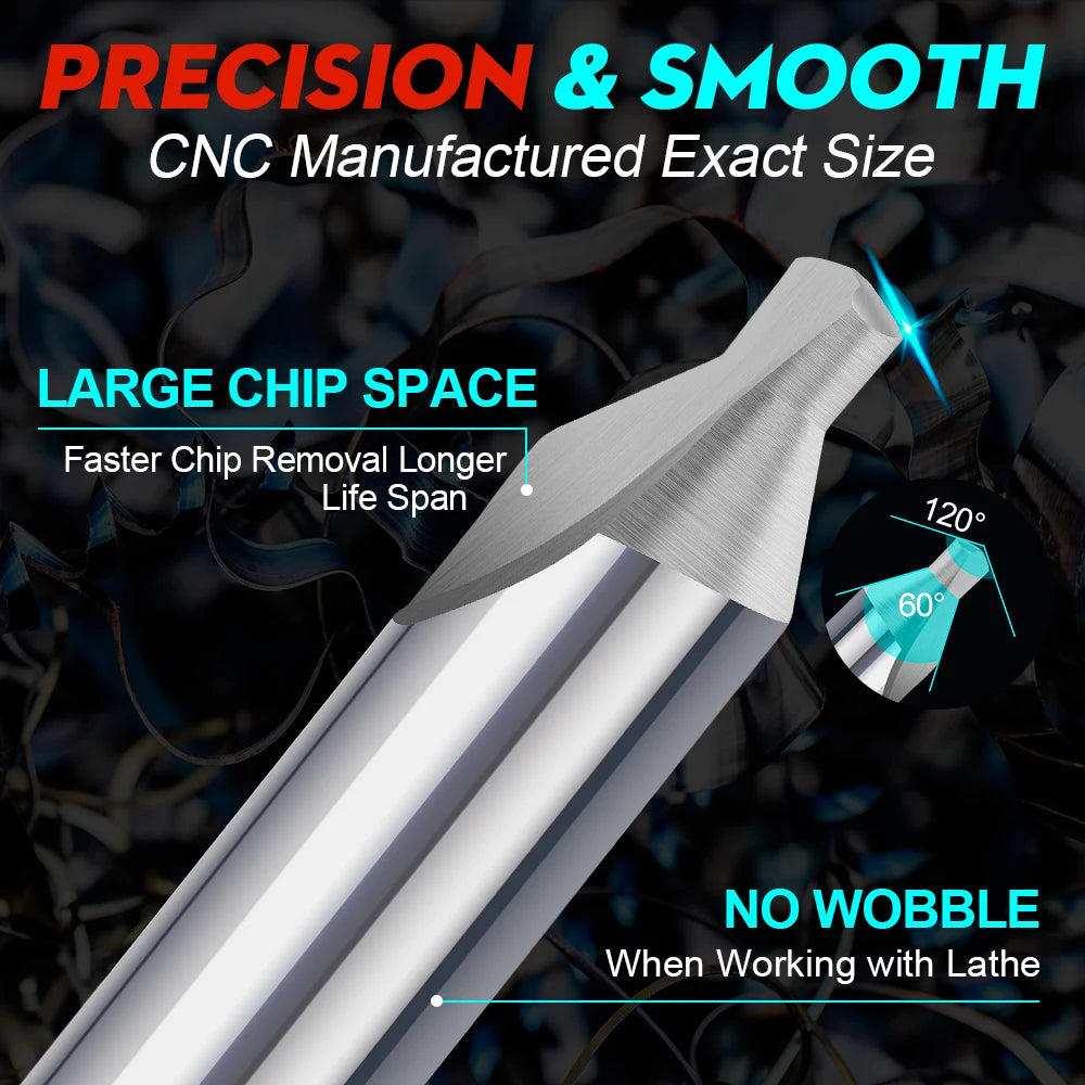 XCAN HSS Center Drill Bits 60-Degree Angle Center Drill Bits