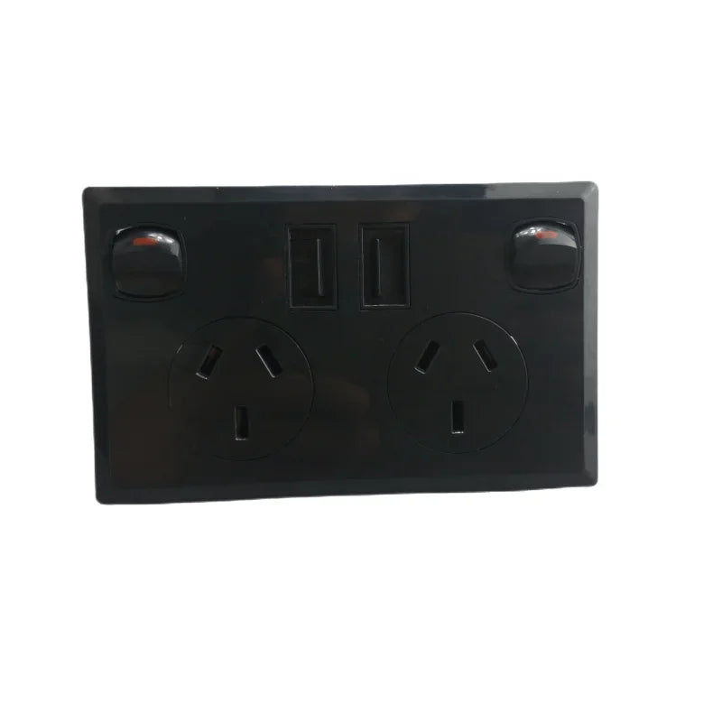 Australian Standard Usb Wall Dual Socket with 2gang Switch