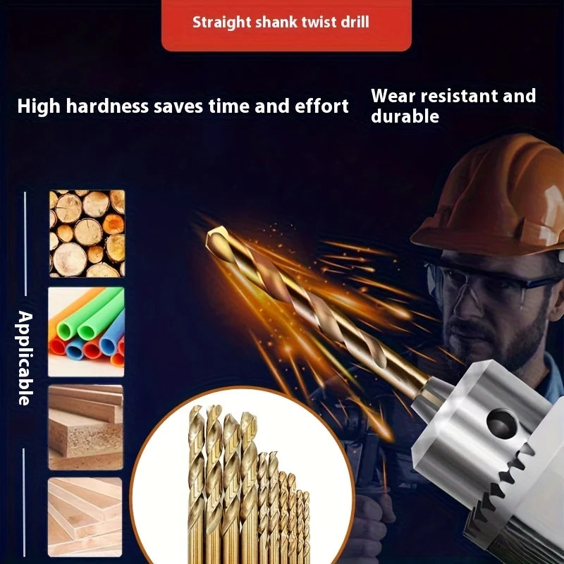 50pcs Titanium Coated High Speed Steel Drill Bits