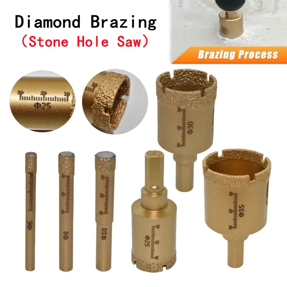 Diamond Brazed Core Dry Drill For Porcelain Tiles Marble Glass
