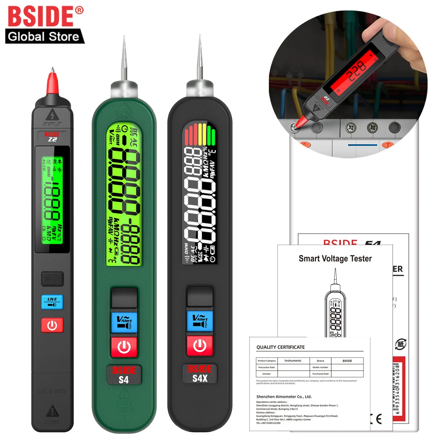 BSIDE Voltage Tester Pen 12V-300V Non-Contact Detection Leakage Live