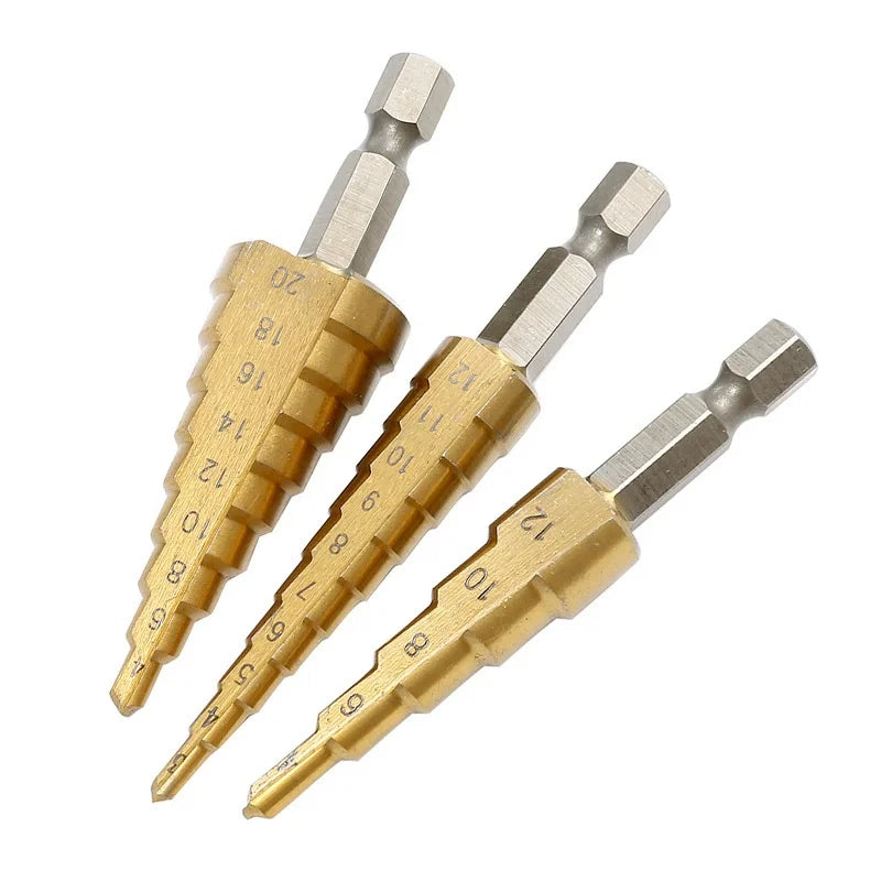 HSS Step Drill Titanium Plated Hexagonal shank straight groove bit