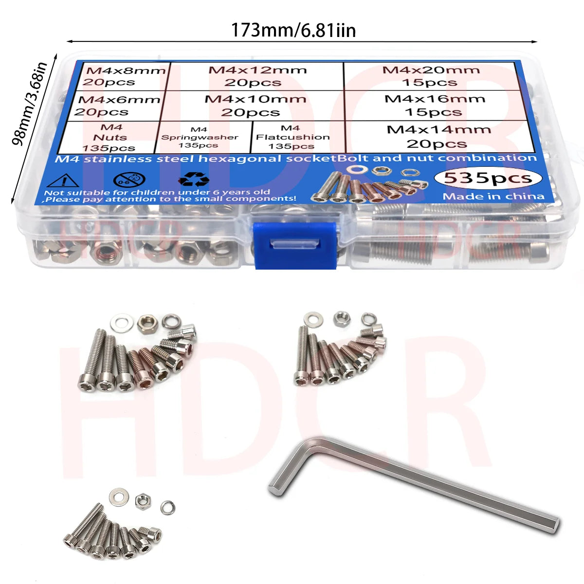 600pcs Stainless Steel Hex Socket Head Nuts and Bolts Set - M3, M4