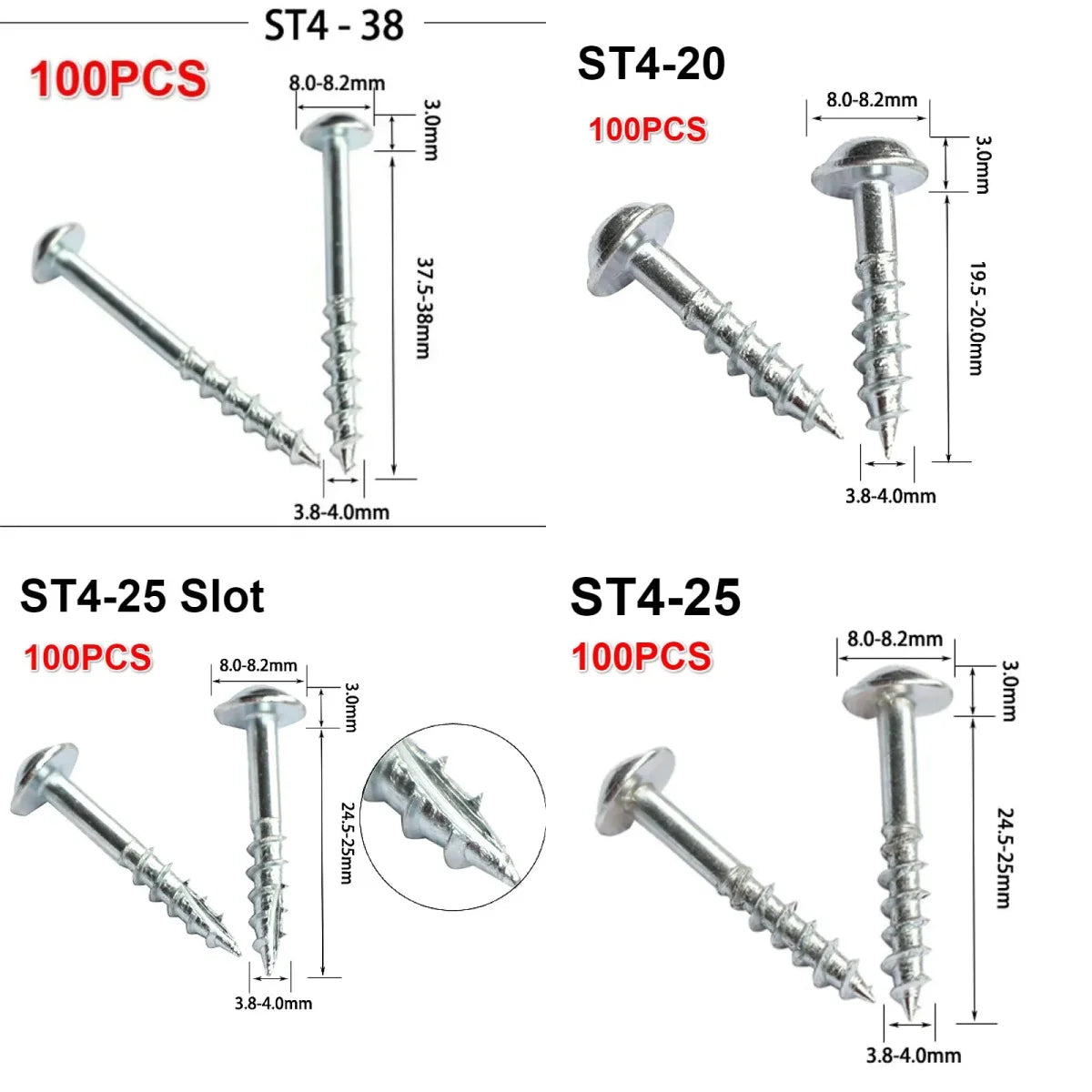 100pcs Oblique Hole Drilling Dedicated Phillips Screws with Zinc