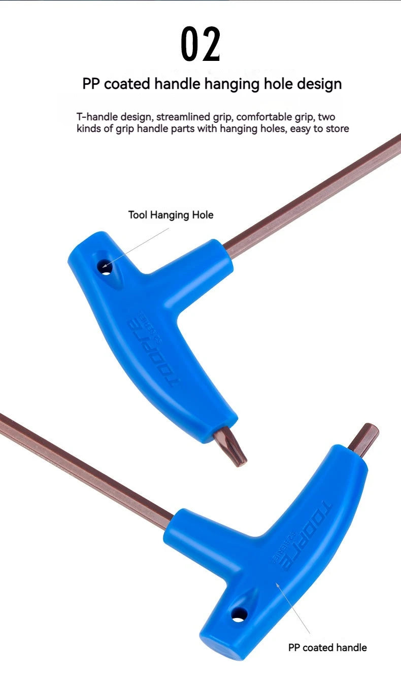 T25 3/4/5/6MM Bike Allen Key Wrench T-Shaped Extended Plastic Handle