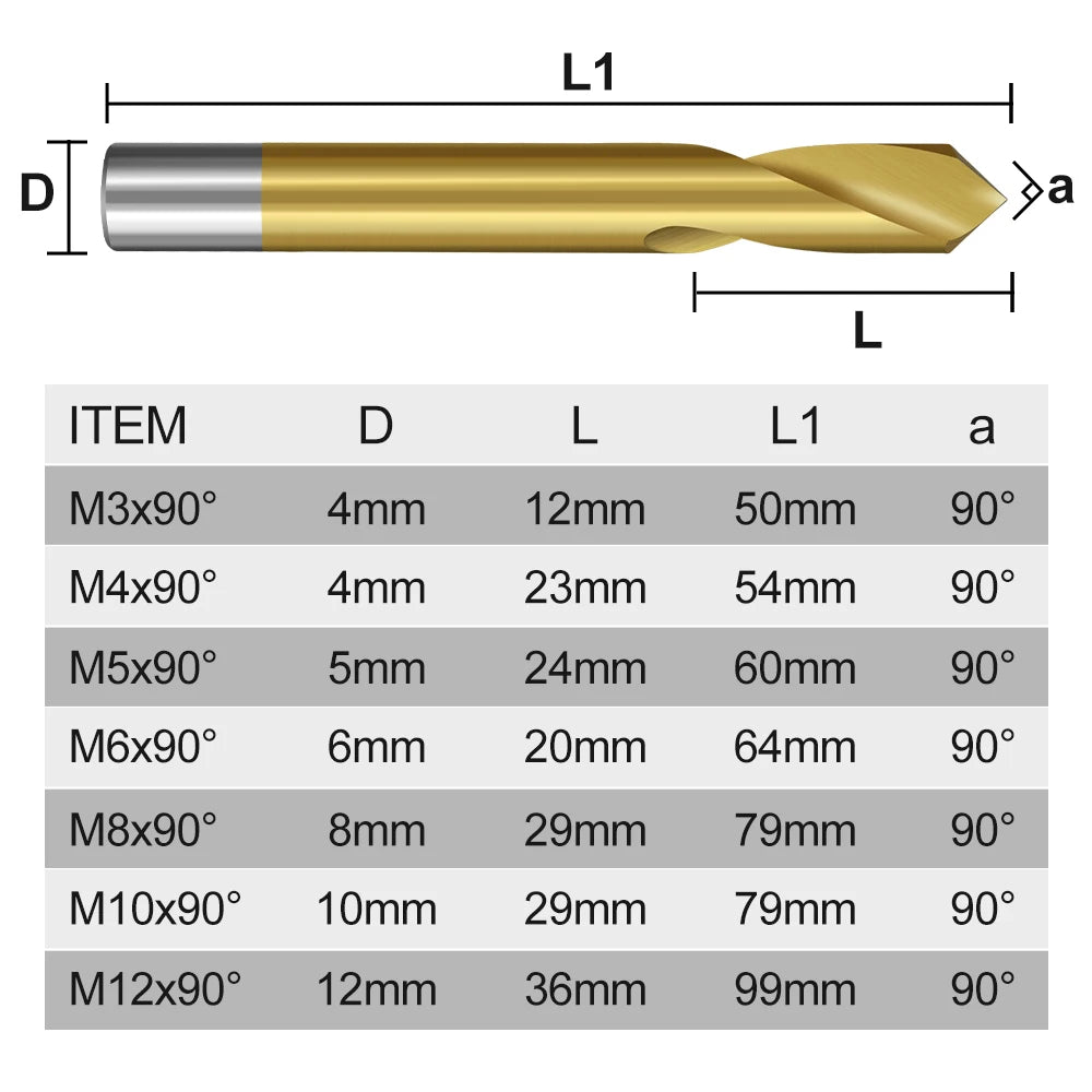 XCAN HSS Drill Bit NC Spot Drill Carbide Stub Center Bit 90 Degree
