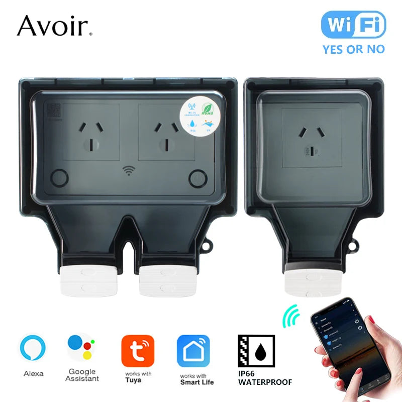 Avoir Tuya Wifi Socket IP66 Outdoor Waterproof Australia Plug
