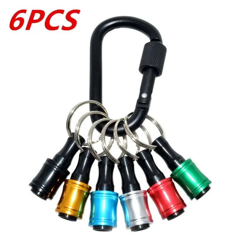 6 PCS 1/4 Inch Bit Holder Keychain, Hex Screwdriver Bits Holder