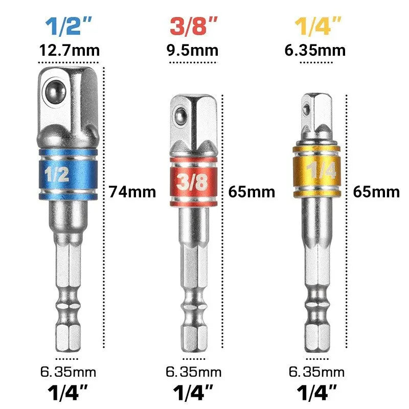 3PC Color Hexagon Screw Screwdriver Changeover Extension Square Head