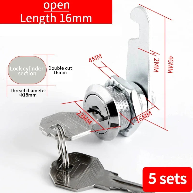 5/20 Sets Security Cam Locks - Metal Alloy Cylinder Cabinet Locker