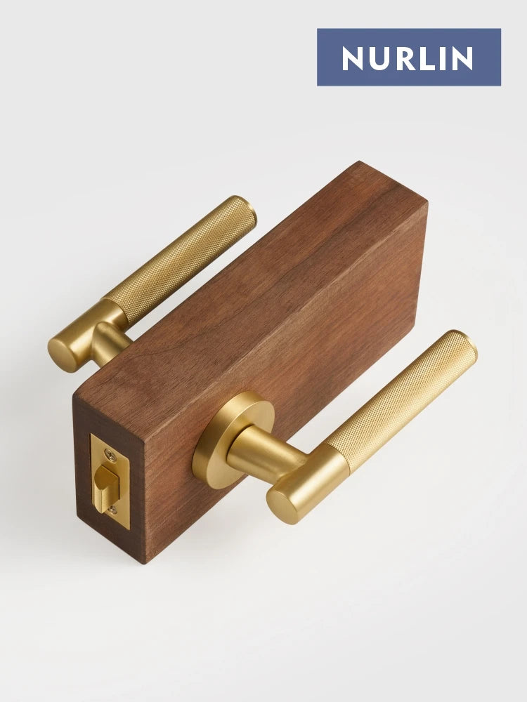 Nurlin Brass Cross Knurled Interior Door Handle Passage Privacy Set