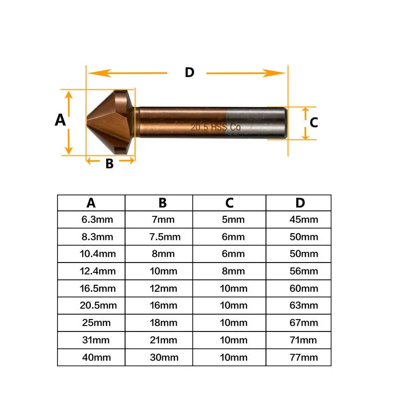 M35 Cobalt Deburring Chamfering Cutter High Speed Steel 3 Flutes 90