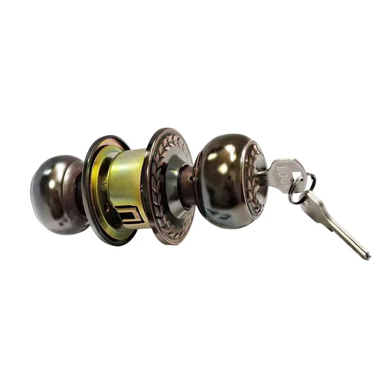 Stainless Round Door Knobs Rotation Lock Knobset Handle