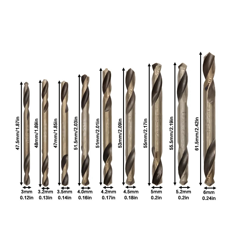 HSS 4341 straight handle double head twist drill metal drilling 9pc