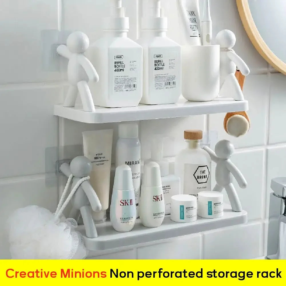 FZCSPEED Cartoon Doll Storage Rack - Self-adhesive Bathroom Wall Ra...