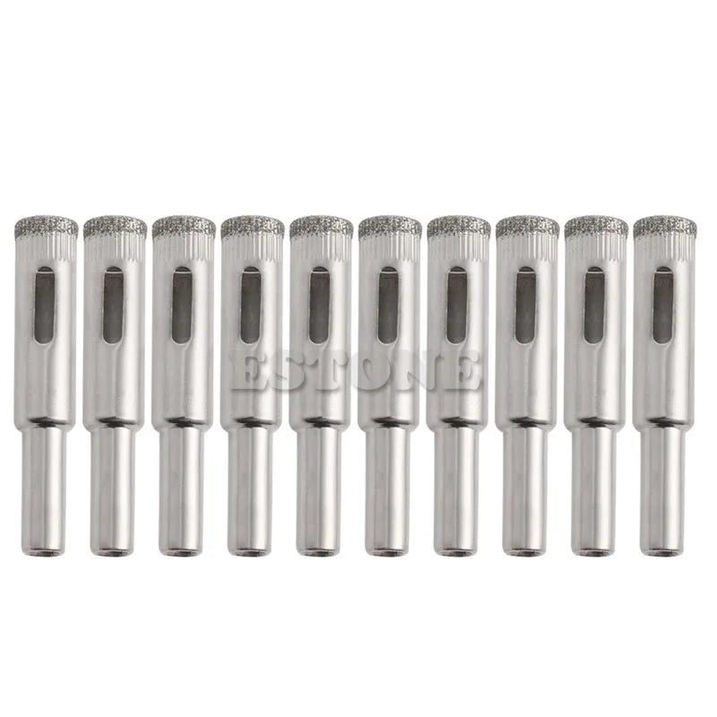 10Pcs Diamond Coated Core Drill Bits 5mm 6mm 8mm 10mm 12mm Hole Saw