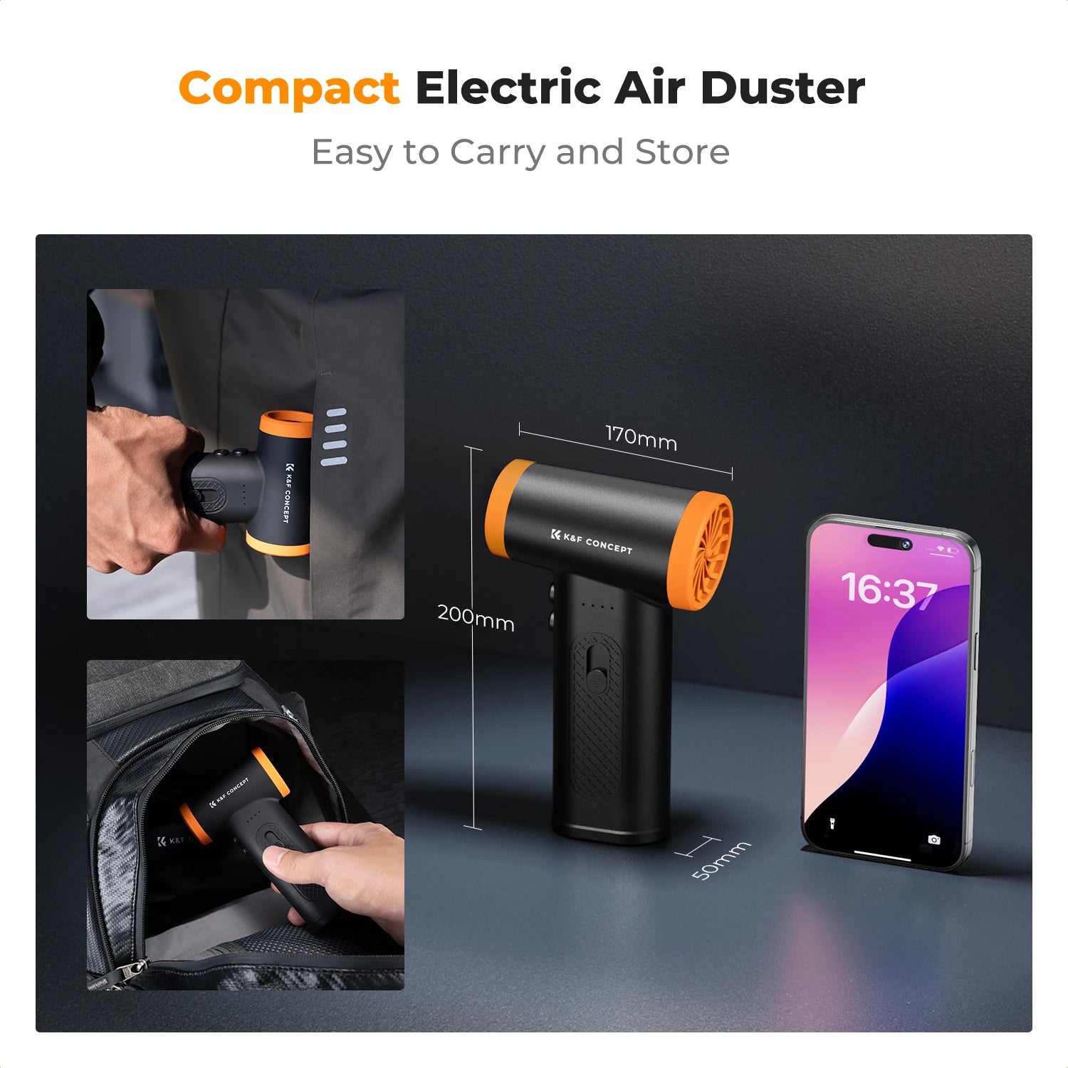 K&F Concept Cordless Electric Air Duster – PC, Laptop & Camera Cleaner