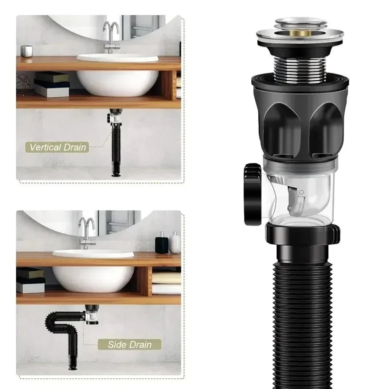 Universal Flip Stainless Steel Washbasin Washbasin Sink Wall Drainage