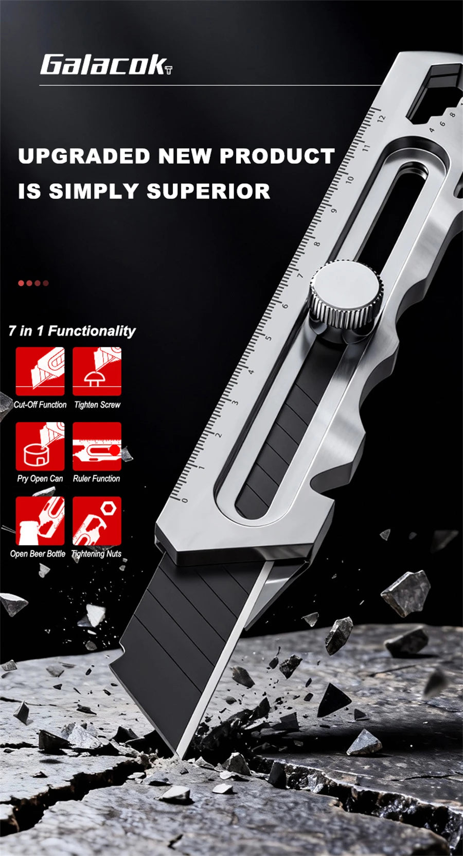 Stainless Steel Utility Knife 6 In 1 Multi-Function Opener