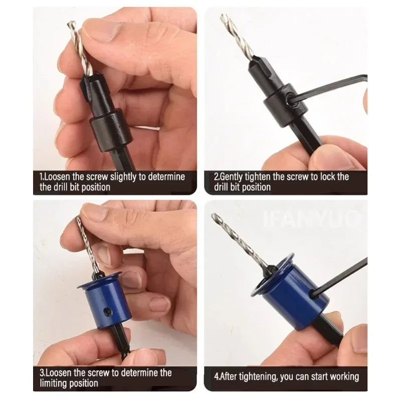 Hexagonal Handle Woodworking Countersunk Drill Bit 2-in-1 Adjustable