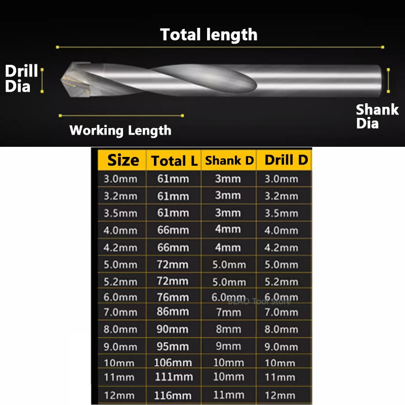 3-12mm Tungsten steel carbide bit iron stainless steel plate metal