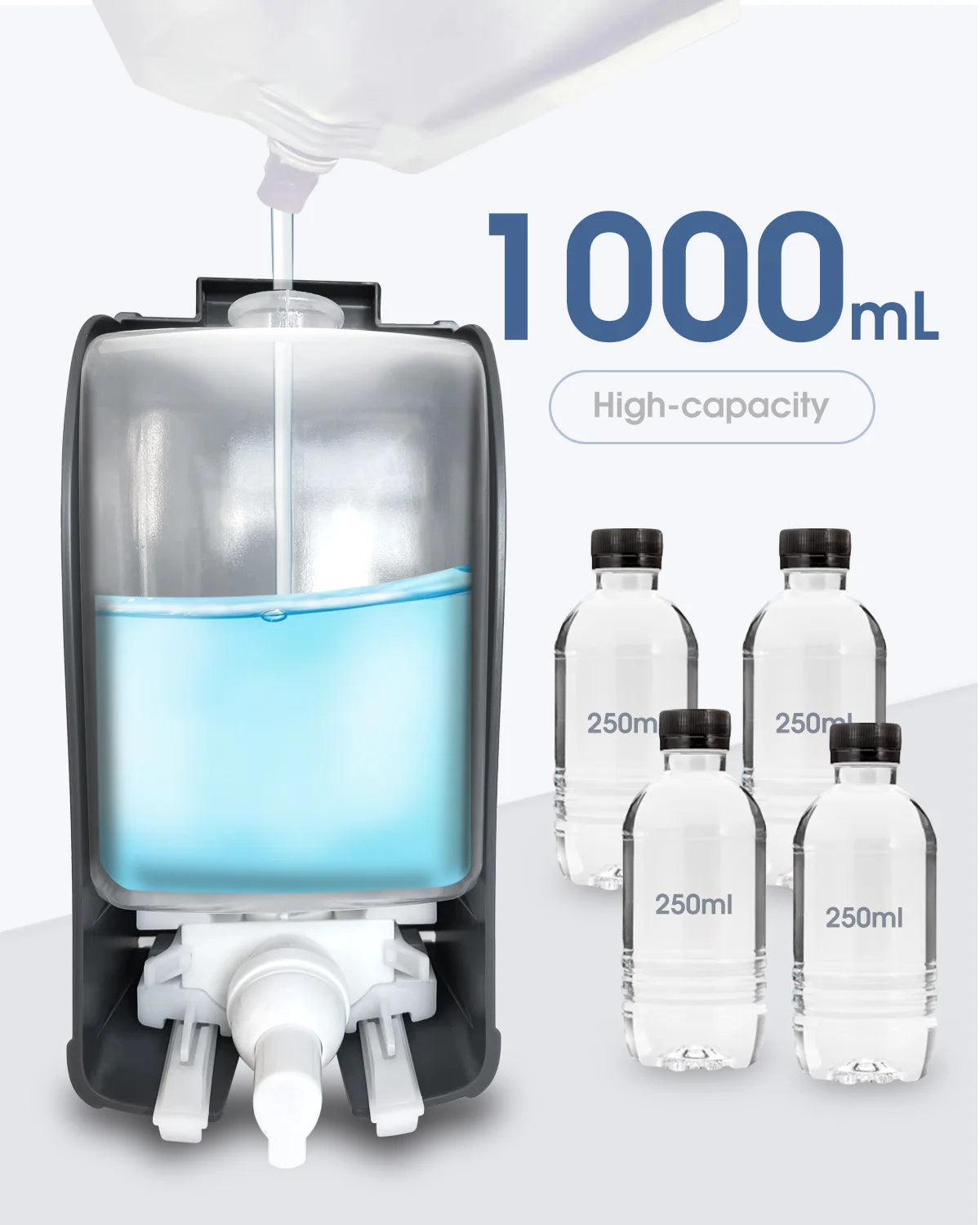 1000ML Foaming Hand Soap Dispenser Wall Mount Kitchen Bathroom Liquid