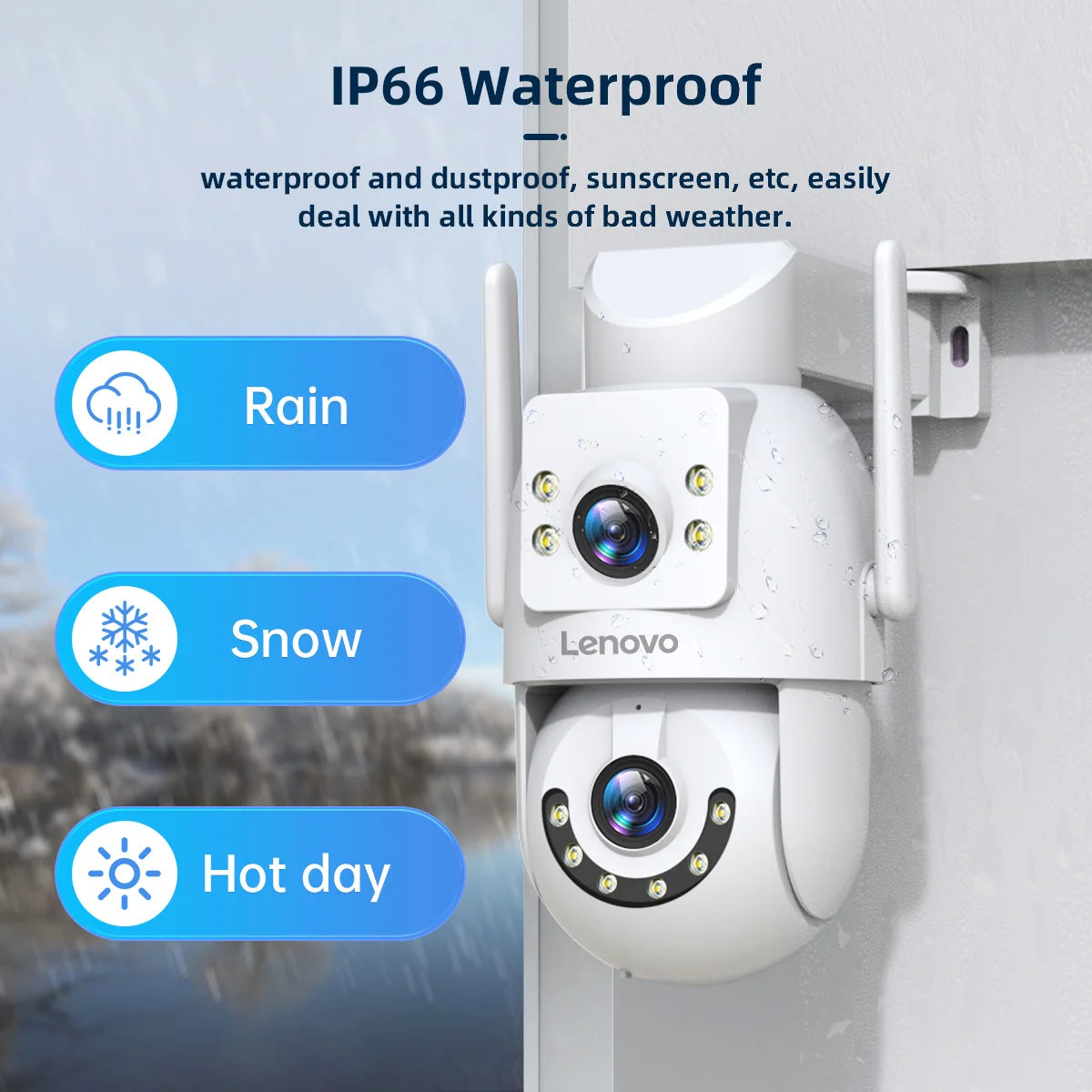 Lenovo 4MP HD Wifi PTZ Camera Outdoor Dual Lens Dual Screen Auto