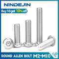 NINDEJIN M2 M2.5 M3 M4 M5 M6 M8 M10 Hexagon Hex Socket Button Head ...