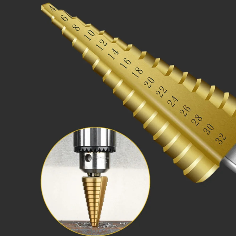 4-12 4-20 4-32 MM HSS Titanium Coated Step Drill Bit Drilling Power