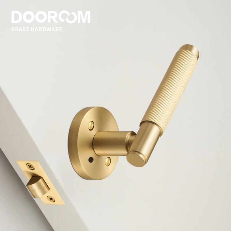 DOOROOM US Standard for 2-1/8" Hole Brass Privacy Passage Lock Set