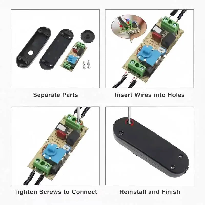 Inline Rotary LED Dimmer Switch 220-240V – Full Range DIY Power Cord