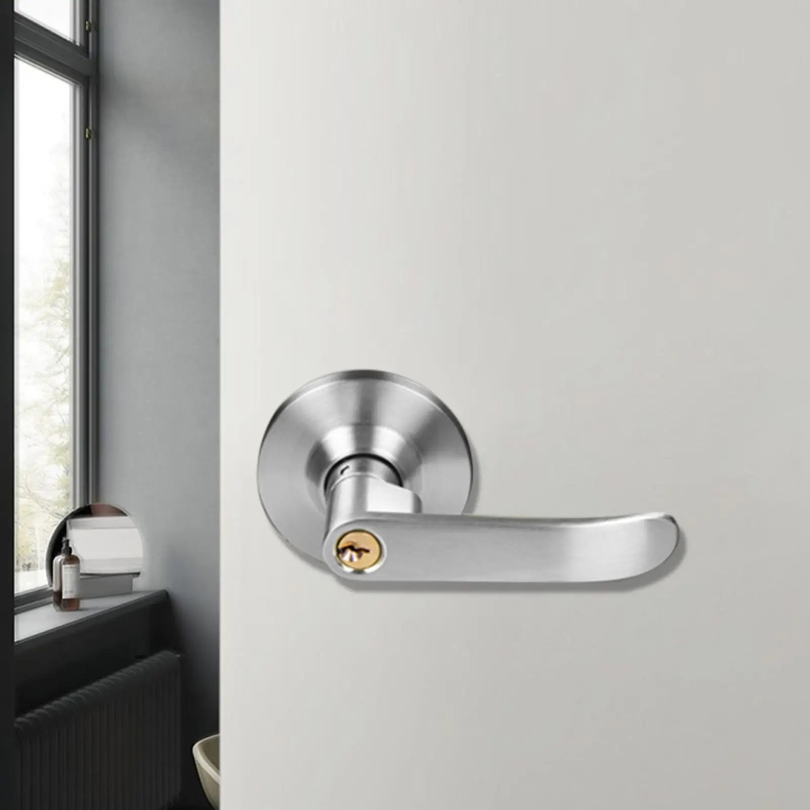 Stainless Steel Interior Door Lever Lock Set: Privacy Knob Handle