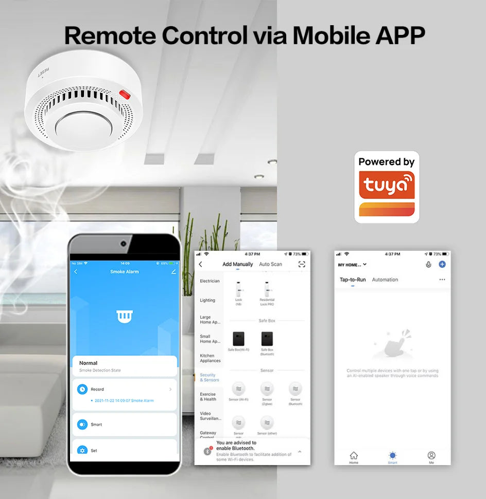 Tuya Smart WiFi Smoke Sensor Fire Protection Smoke Detector 85dB