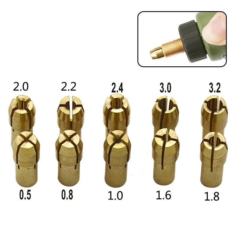 10Pcs Mini Drill Chucks Adapter 0.5mm-3.2mm Dremel Mini Drill Chucks