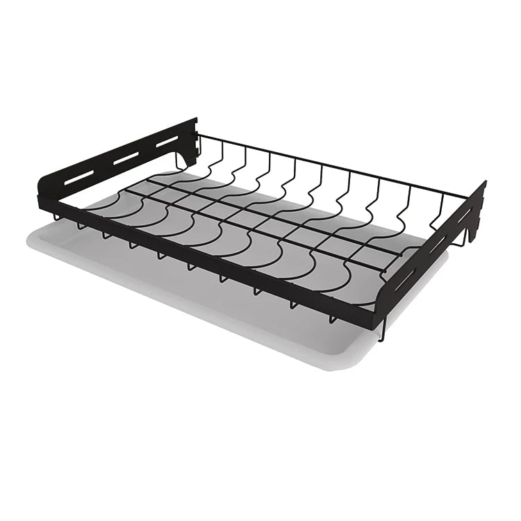 Wall-Mounted 3-Layer Stainless Steel Dish Drying Rack – Black