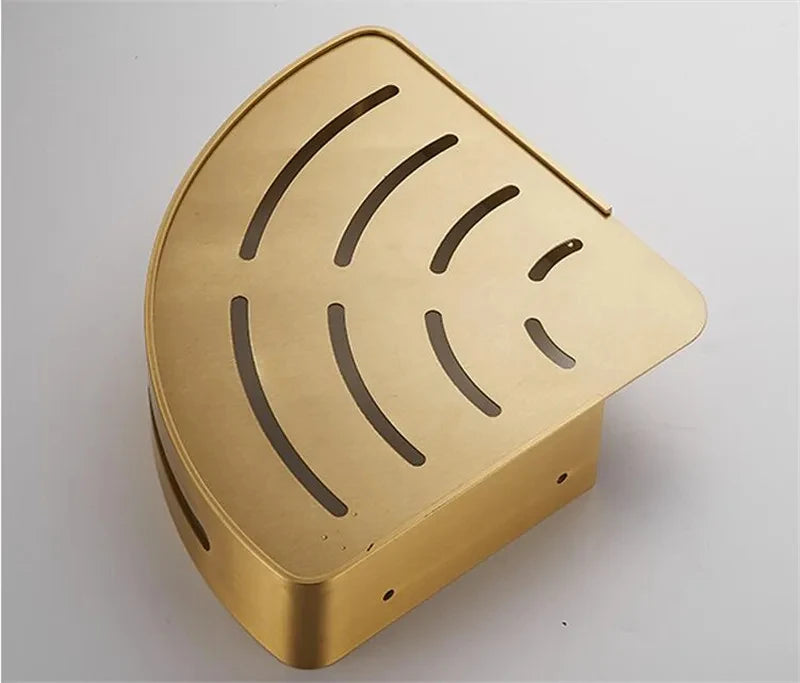 Corner Shelf Wall Mounted Bathroom Shelf Brushed Gold Aluminum Bath
