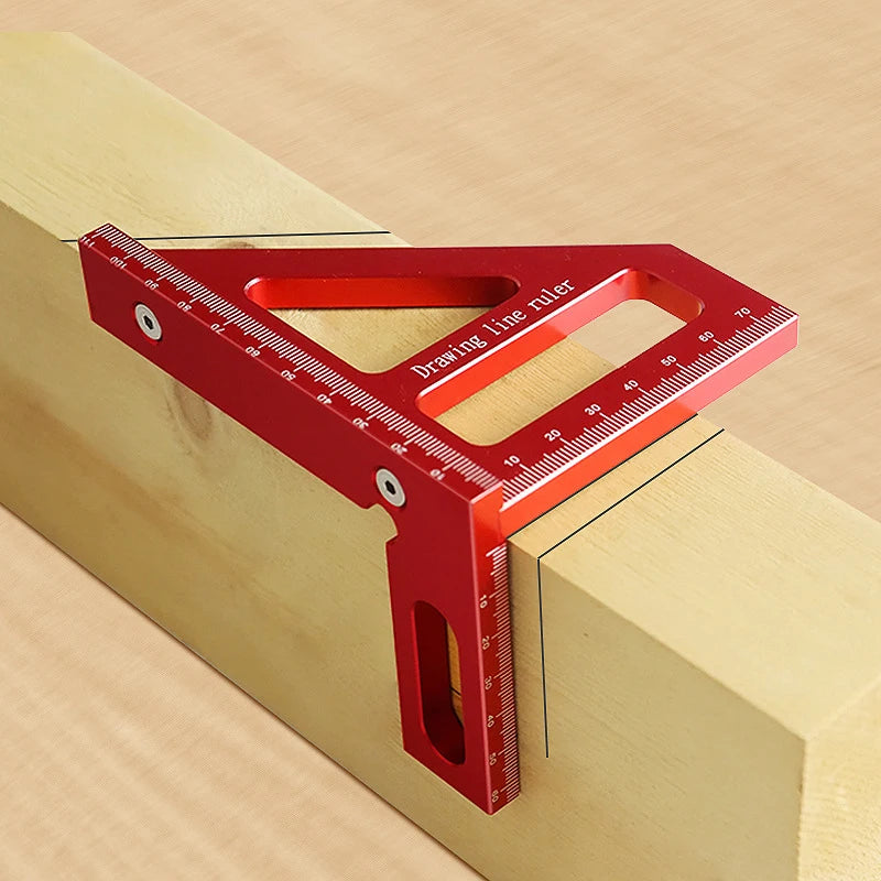 Aluminium Alloy Woodworking Square Protractor - Red