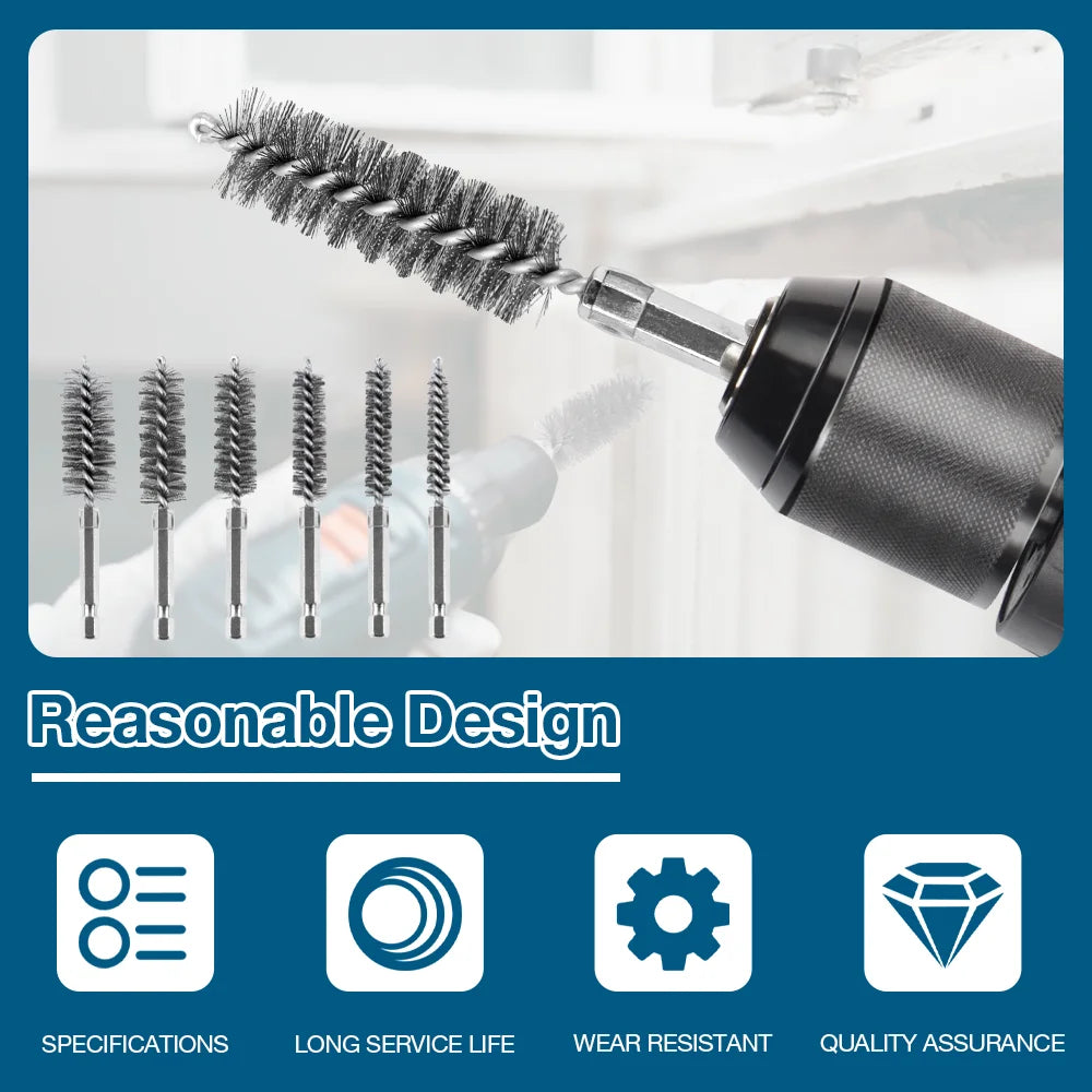 6/12Pcs Stainless Steel Wire Brush,Drilling Cleaning Brush Set