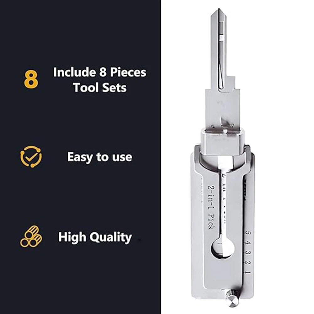 2-in-1 Stainless Steel Key Decoder Portable Precision Hook And Pickup